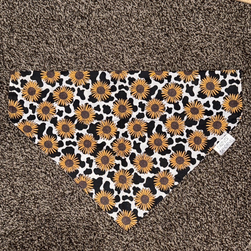 Sunflower and Cow Print Bandana